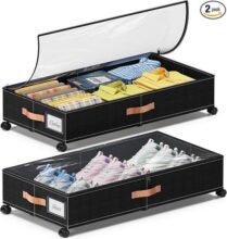 ארונית מתחת למיטה עם גלגלים שקופים